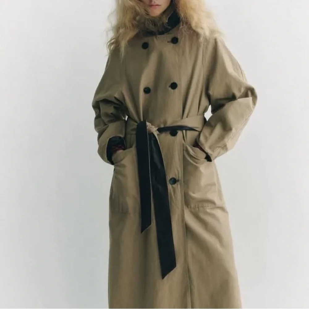 ZARA REVERSIBLE TRENCH COAT ZW COLLECTION BROWN ECRU NEW - Picture 1 of 11